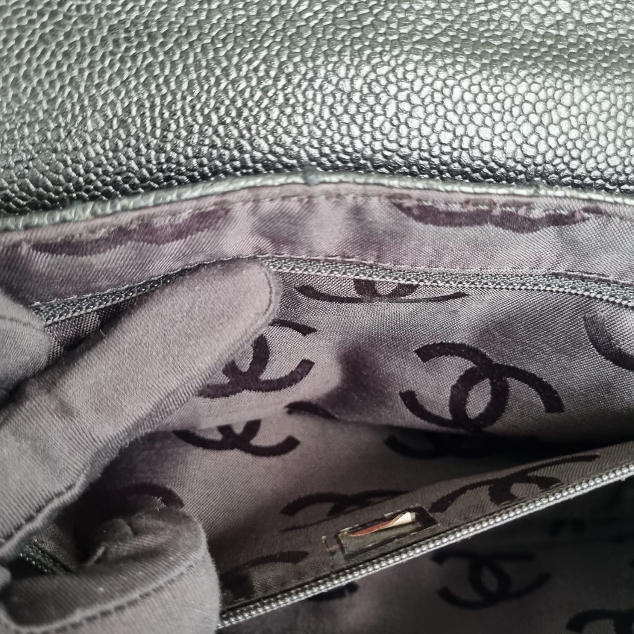 Chanel Vintage Flap Bag Black Caviar GHW (broken Holo) Size 29x9x16
