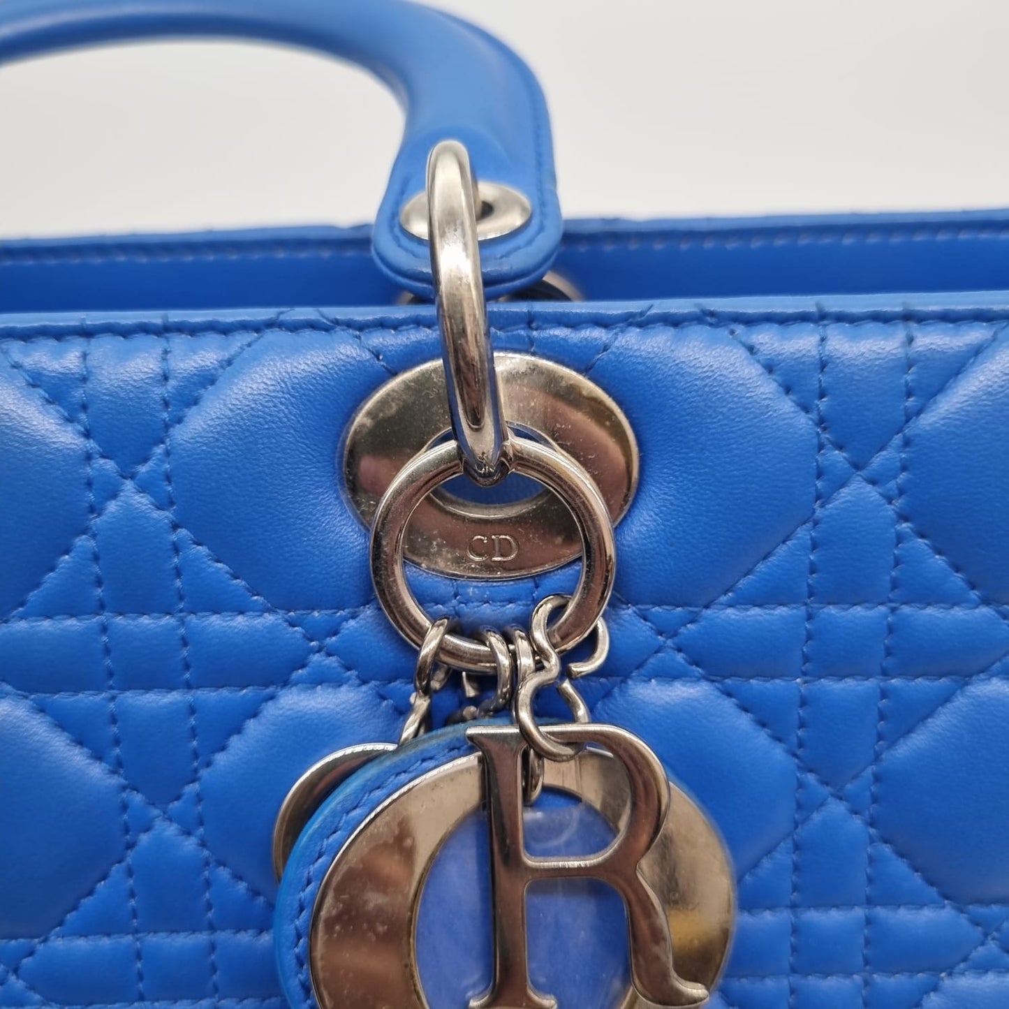 Dior Lady Dior Large Blue SHW 2013 Size 33x11x25