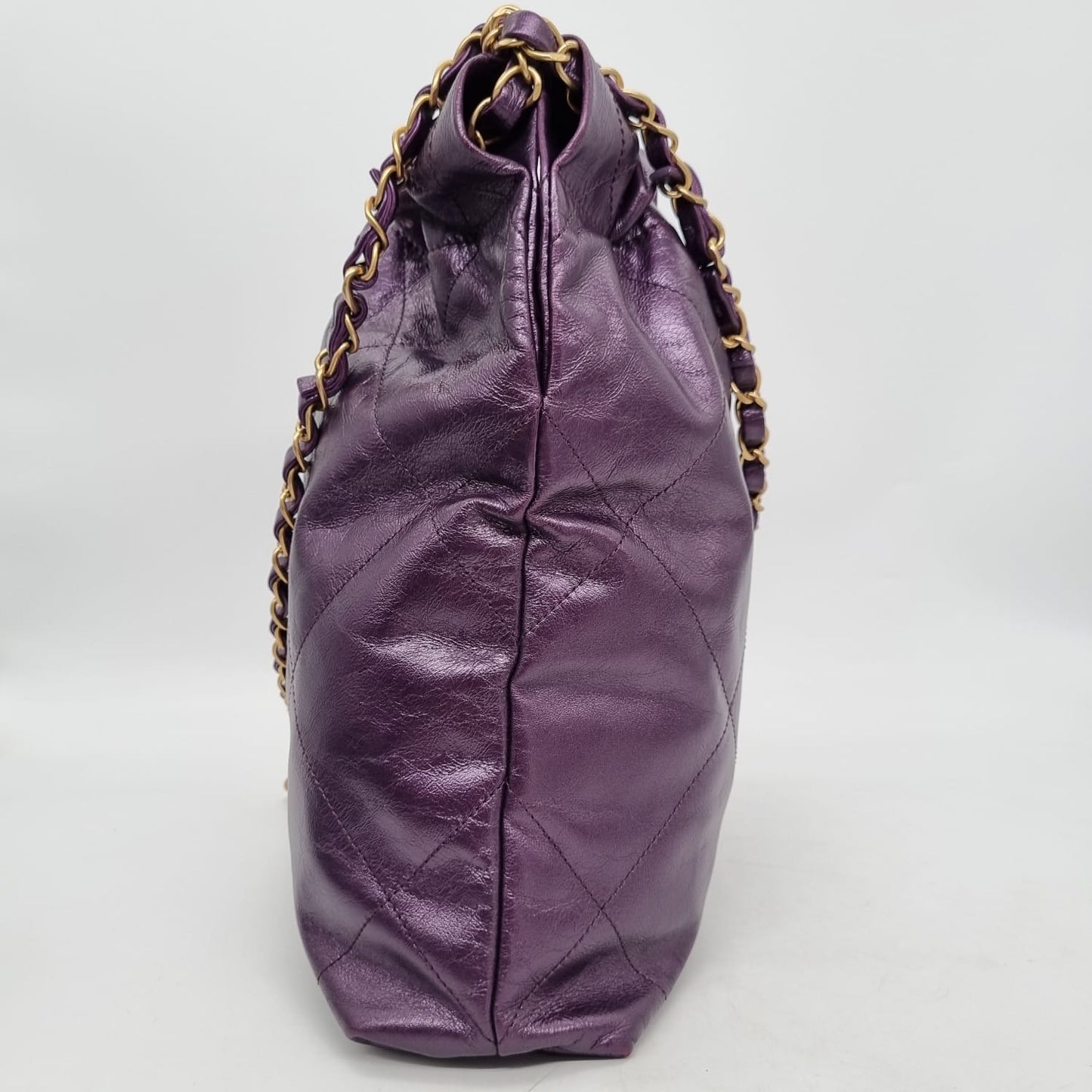 Chanel C22 Small Dark Purple GHW CHIP Size 29x7x32
