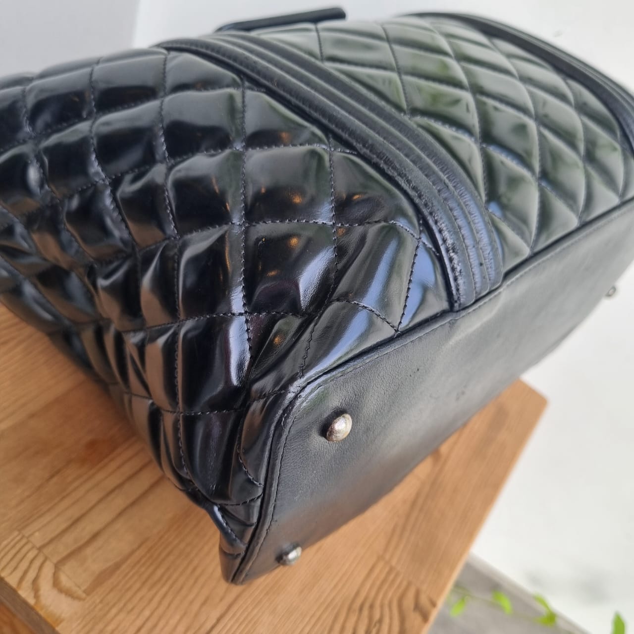 Chanel Boy Shopping Tote Patent Black #16 Size 33x12x25