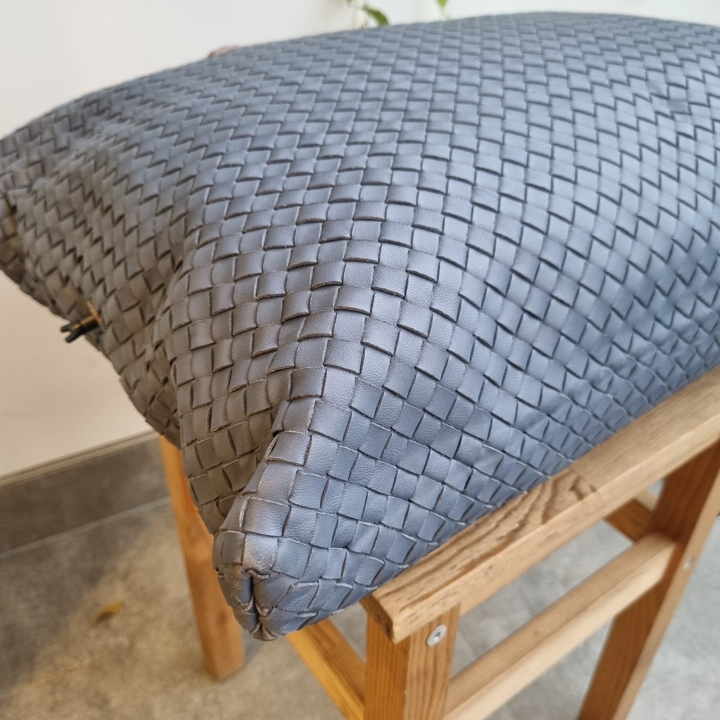 Bottega Veneta Intercciato Convrtible Satchel Grey Size 52x42
