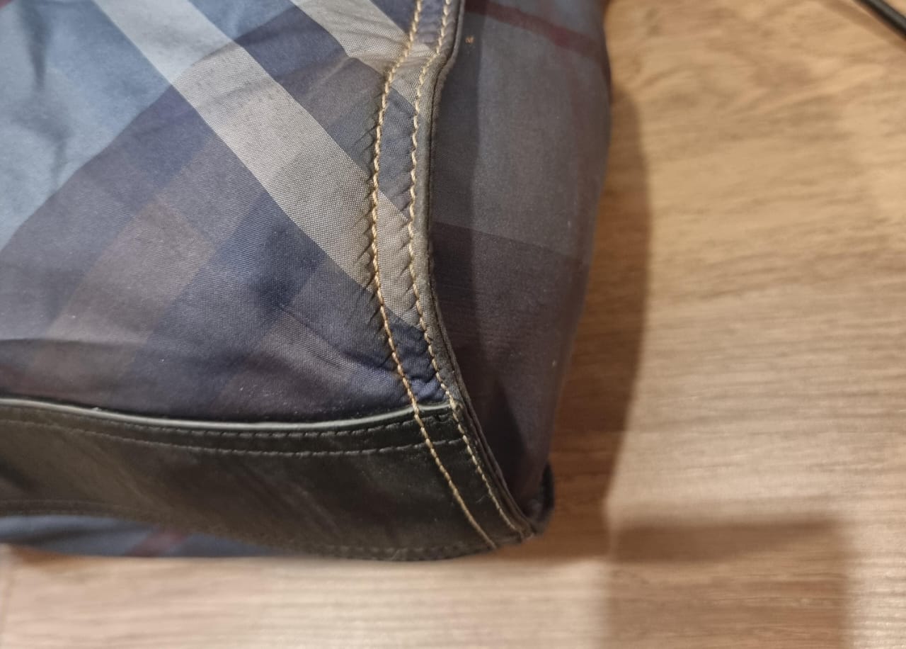 Burberry Buckleigh Nylon Nova Check Blue Size 36x7x41