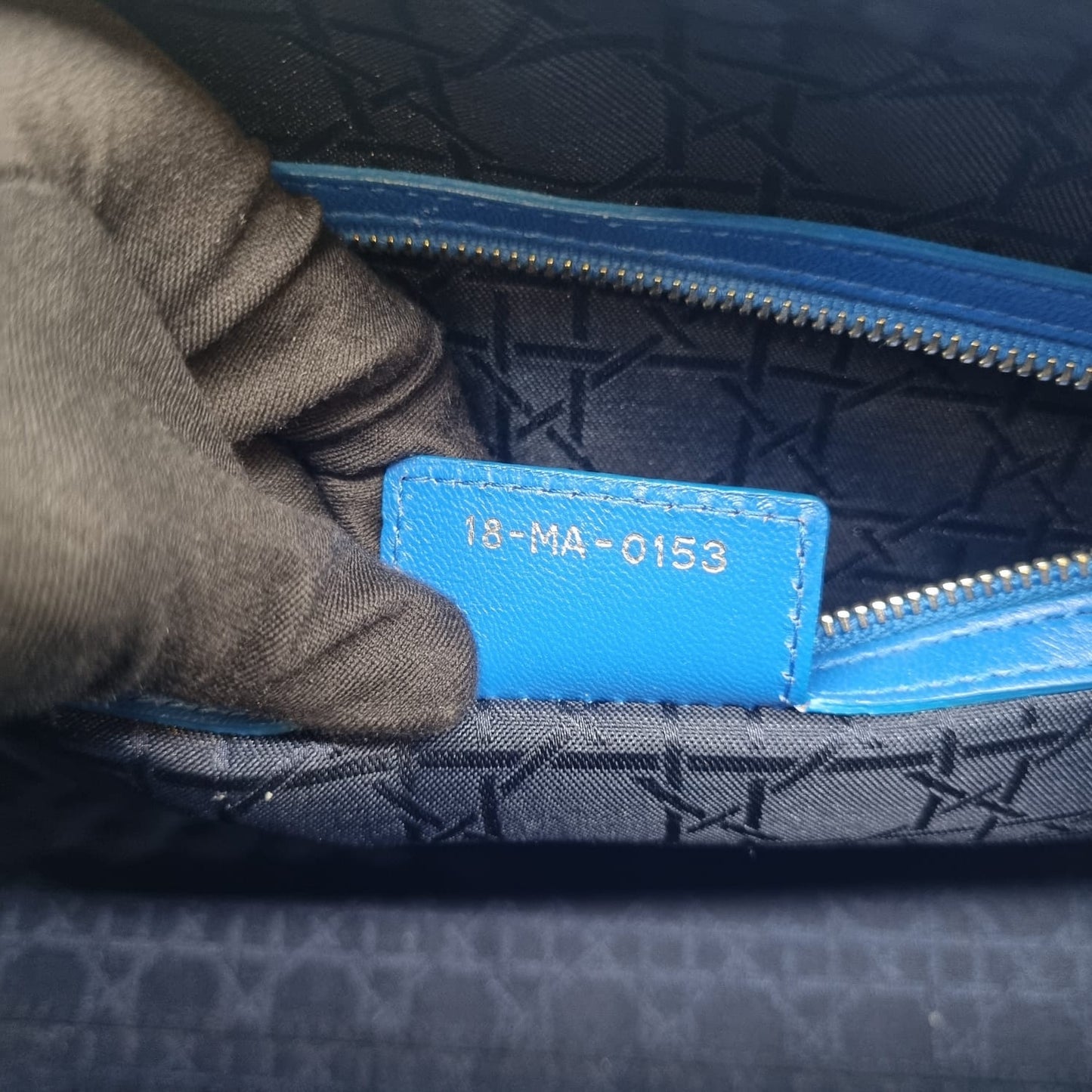 Dior Lady Dior Large Blue SHW 2013 Size 33x11x25