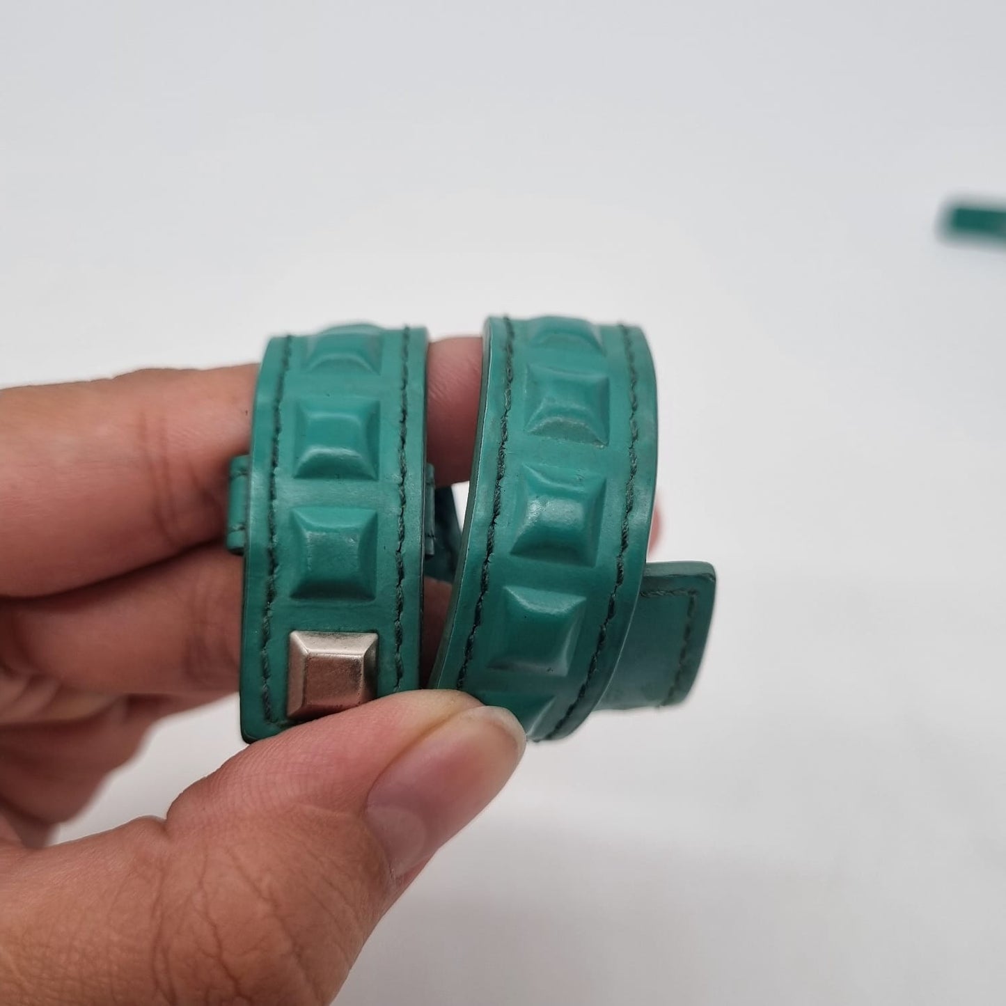 Balenciaga Grid One Row Bracelet Green #B 2017 Size M