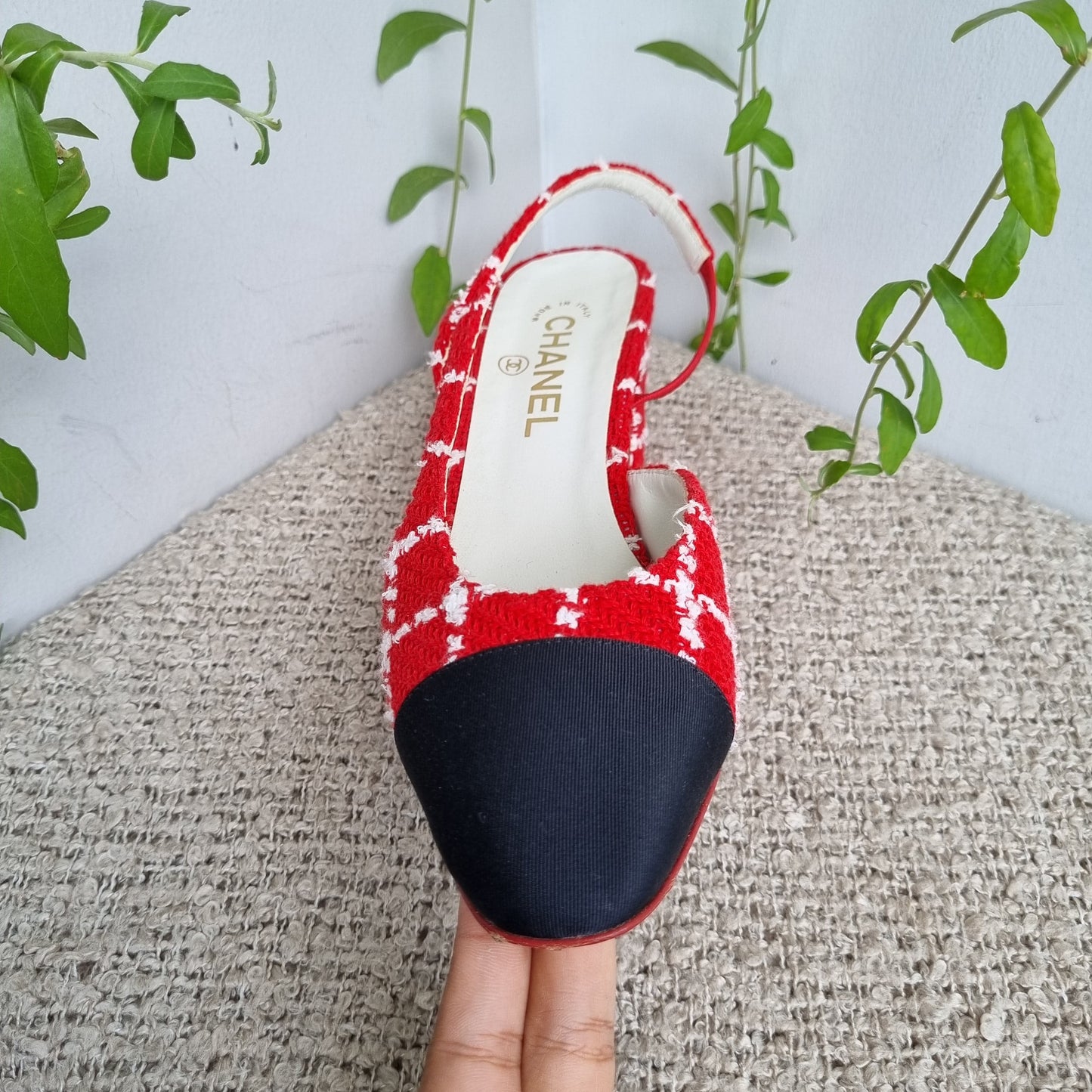 Chanel Pump Slingbag Tweed Red Size 39,5/26,5