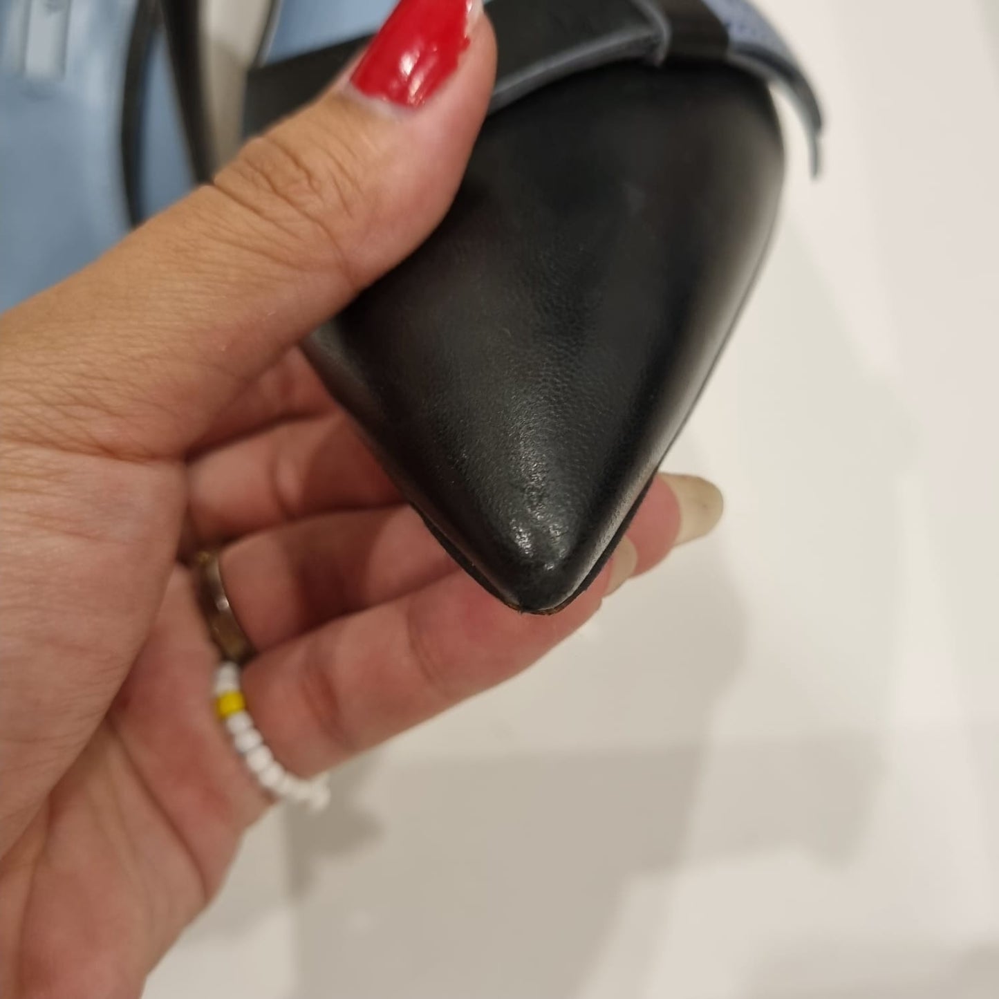 Prada Bow Blue Black Grained Size 39/27 Dari Ujung
