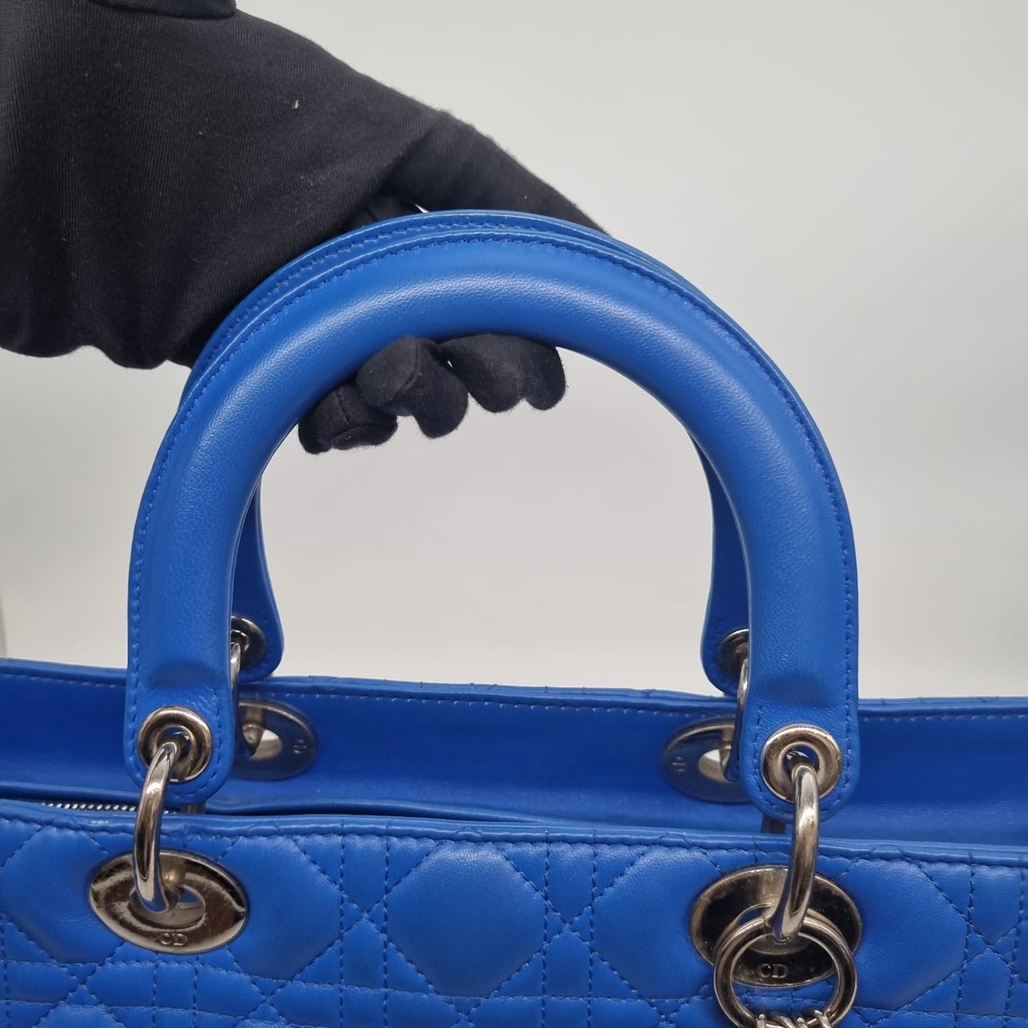 Dior Lady Dior Large Blue SHW 2013 Size 33x11x25
