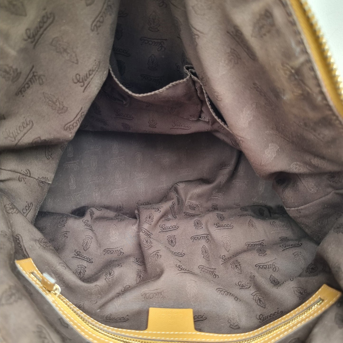 Gucci Guccissima GG Charm Convertible Dome Satchel Tan Size 38x19x34