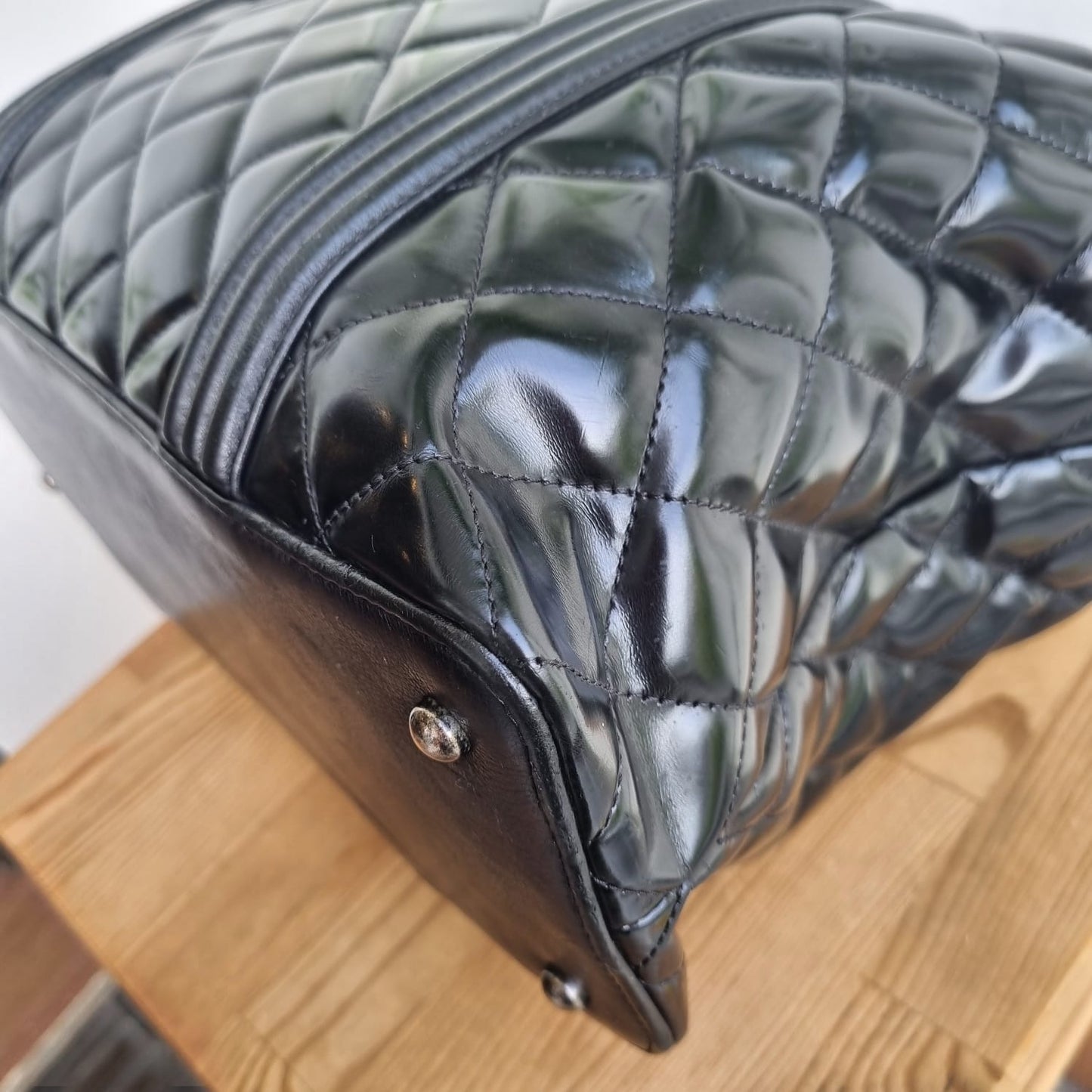 Chanel Boy Shopping Tote Patent Black #16 Size 33x12x25