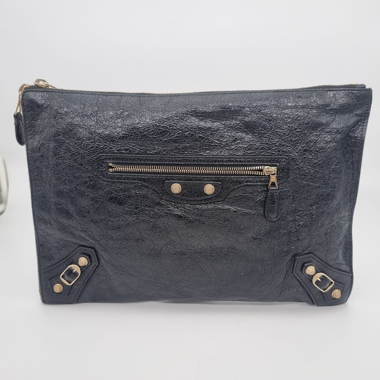 Balenciaga Classic Clutch Agneu Black GHW #V 2020 Size 34x24