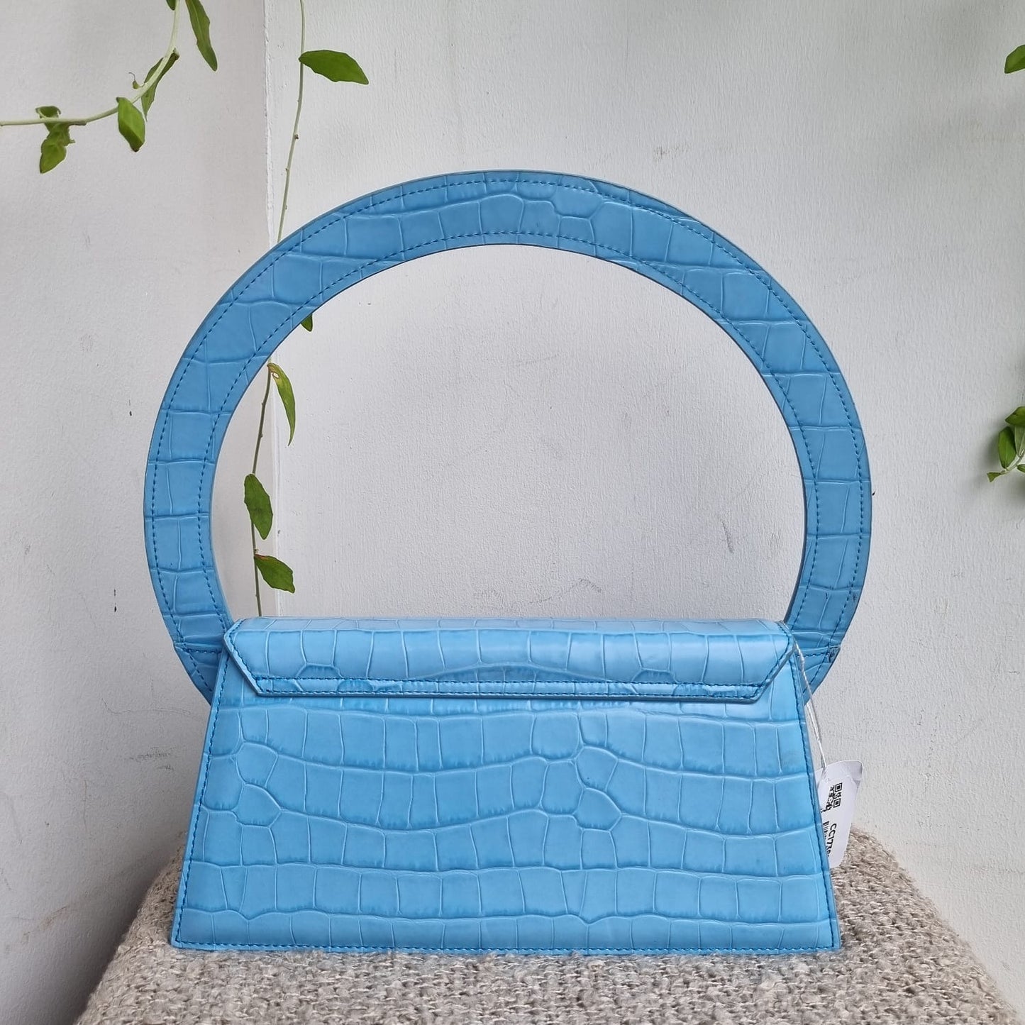 Jacquemus Le Sac Blue Rond Croco Embossed Size 24x7x13