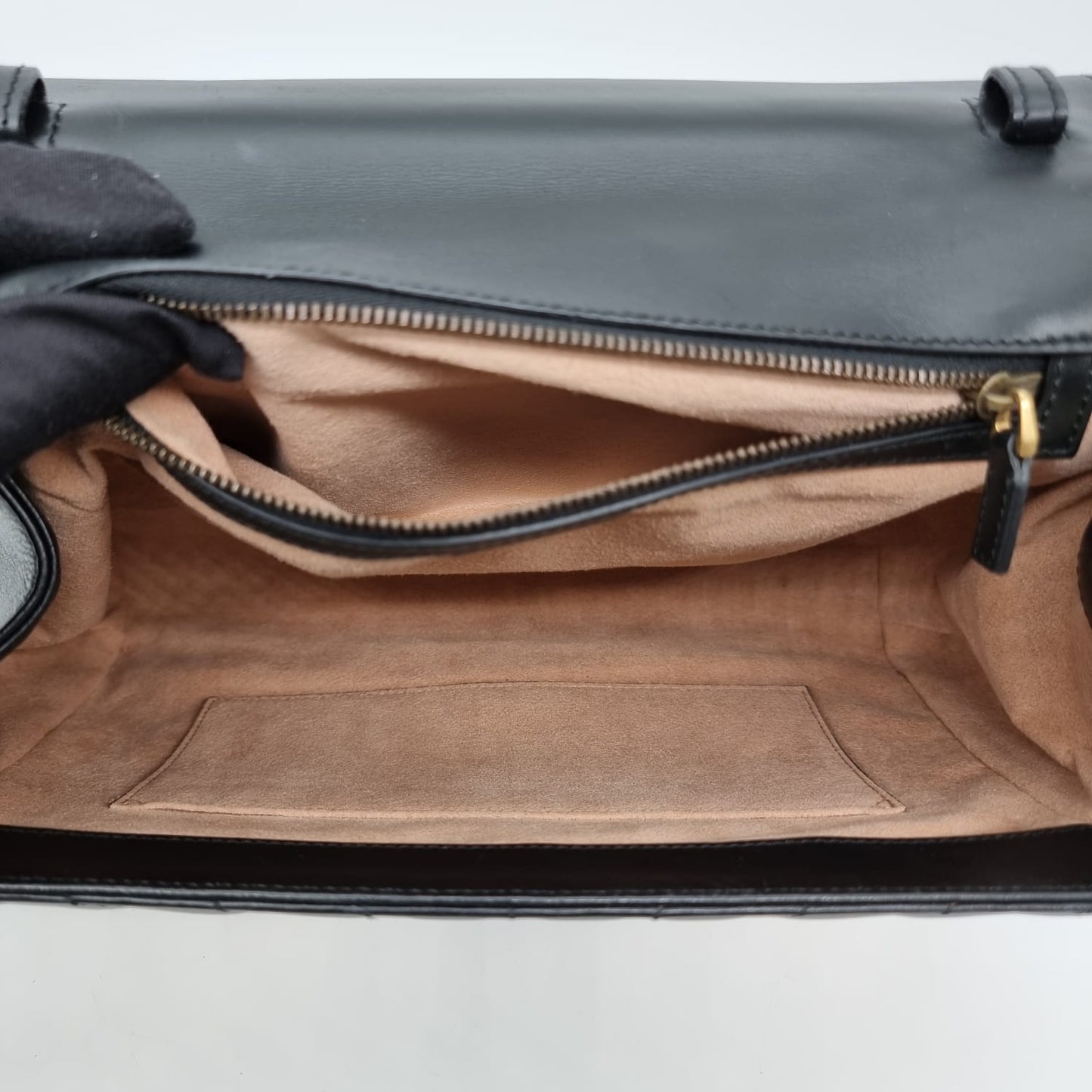 Gucci Bamboo Queen Margaret Top Handle Black White Size 30x8x22