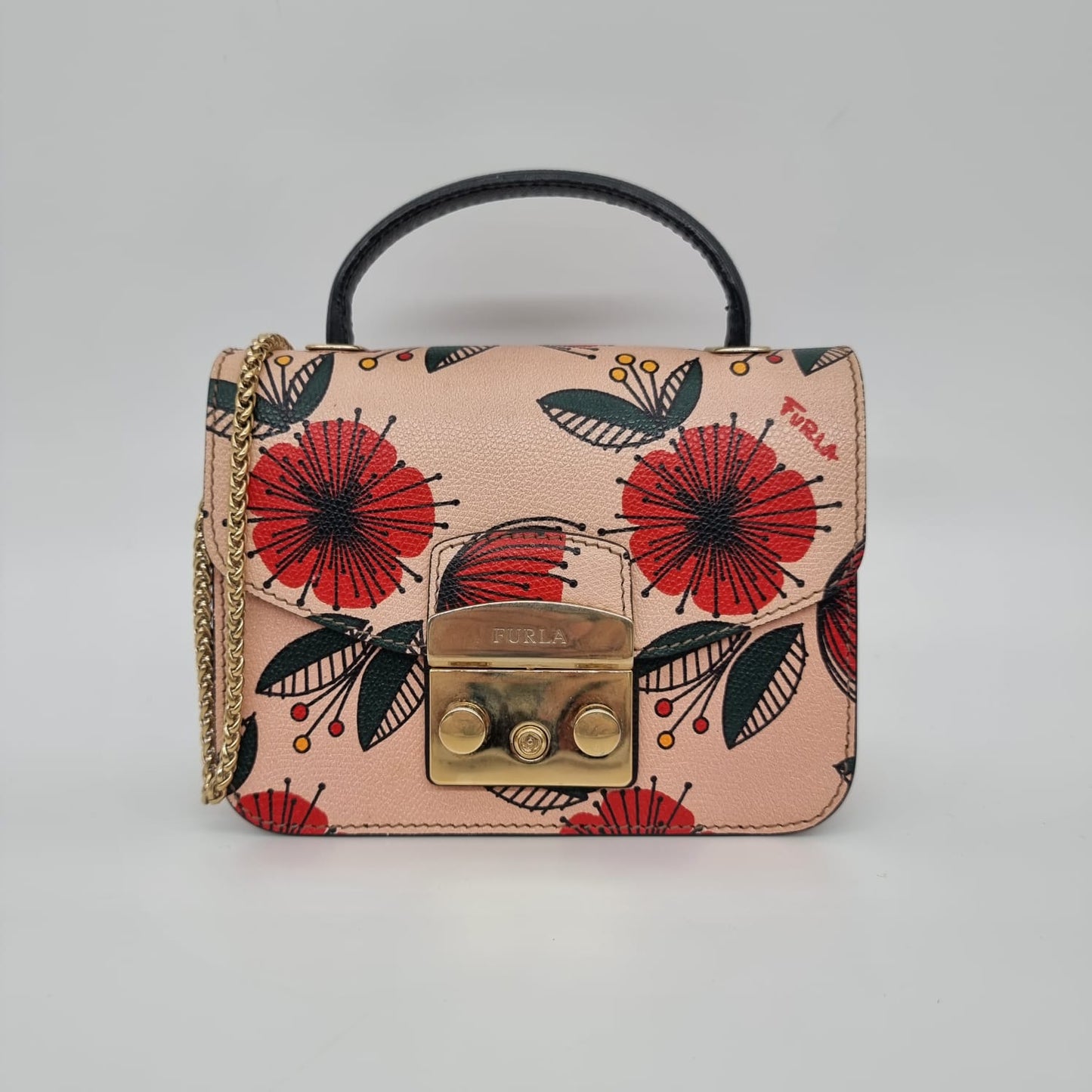 Furla Metropolis Floral Shoulder Bag Size 17x7x13