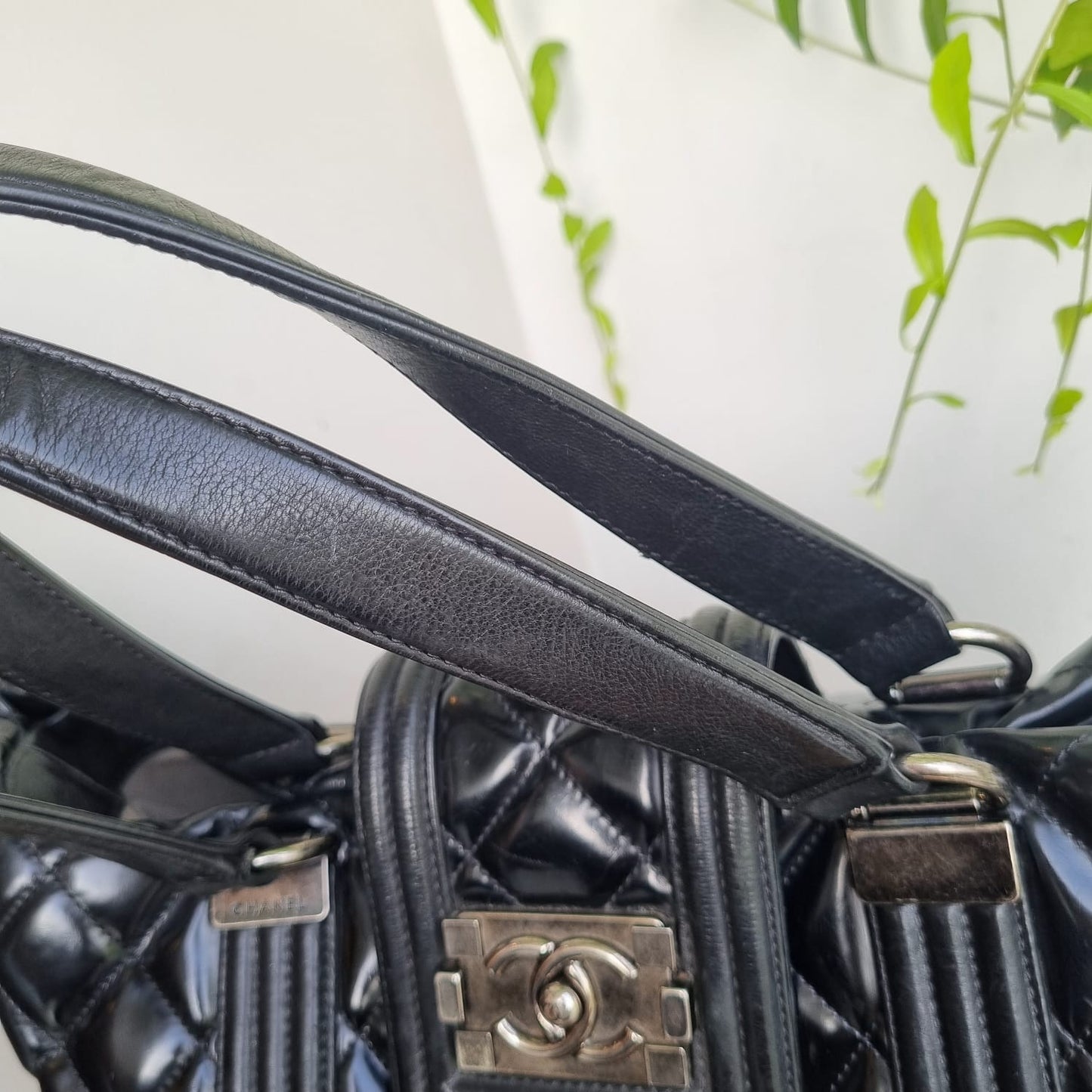 Chanel Boy Shopping Tote Patent Black #16 Size 33x12x25