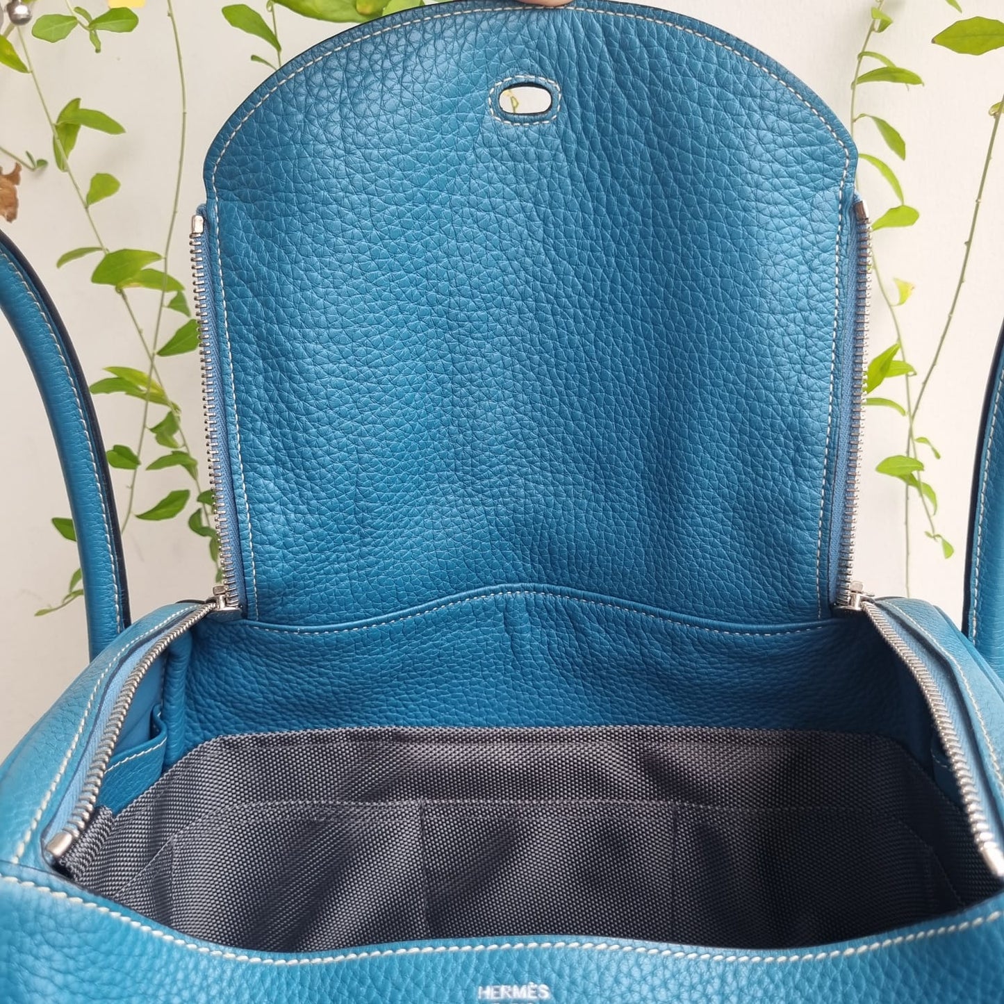 Hermes Lindy 30 Blue Jeans PHW #R Size 30x13x20