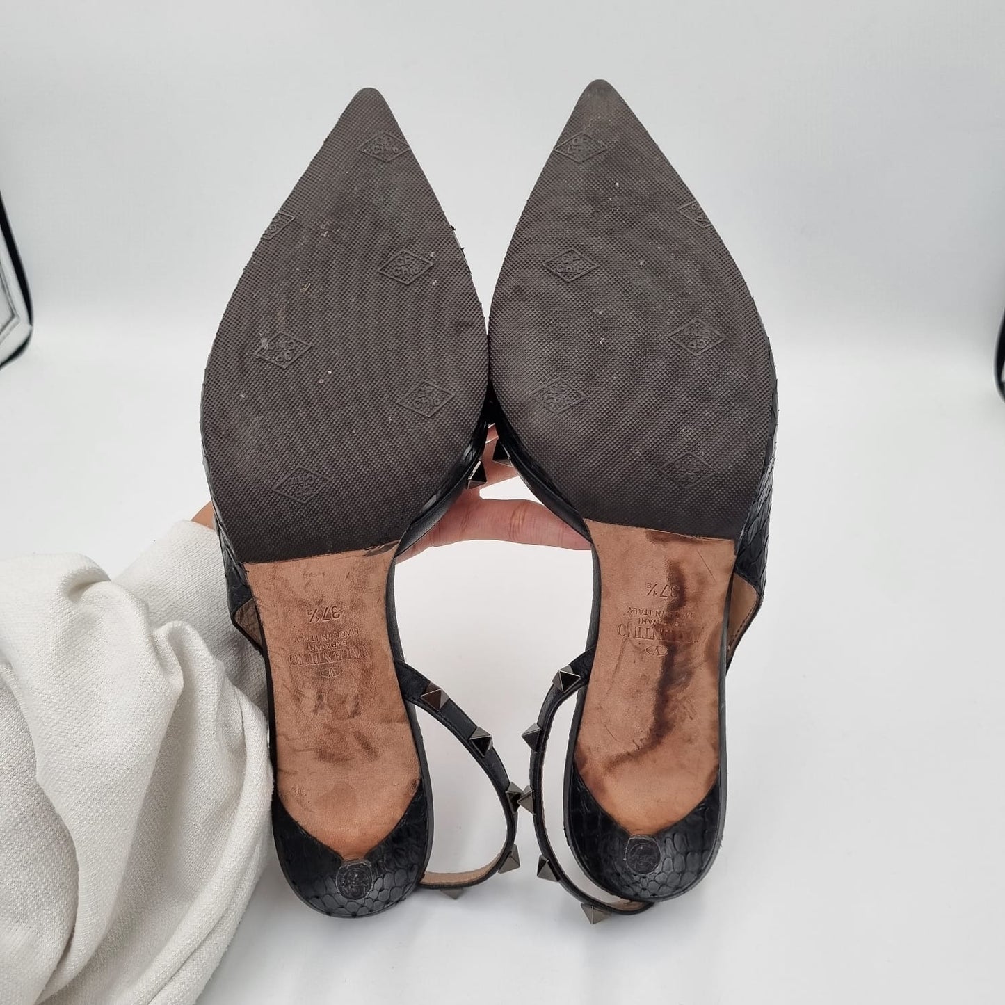Valentino Rockstud Slingback Black Size 37,5/24 Dari Ujung