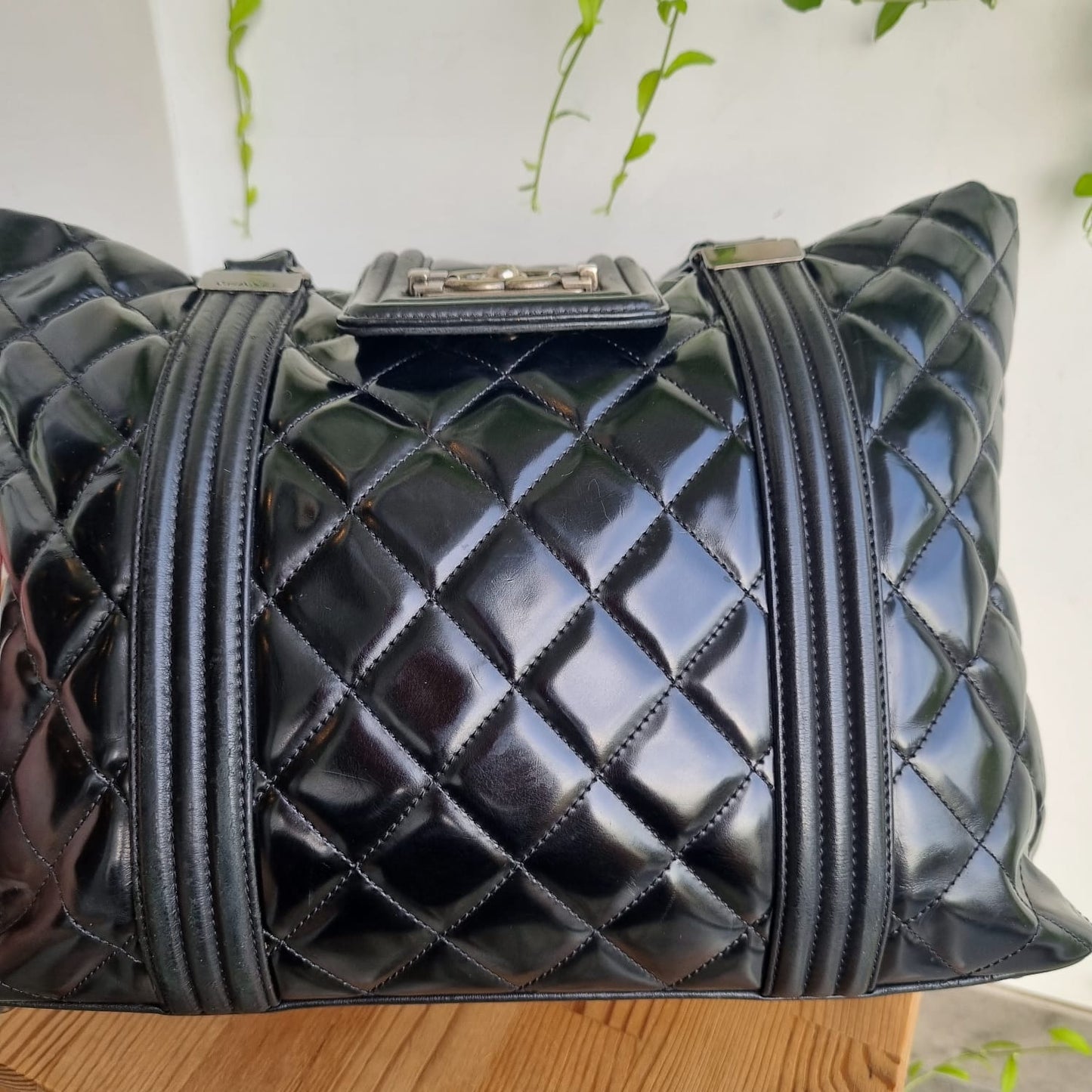 Chanel Boy Shopping Tote Patent Black #16 Size 33x12x25
