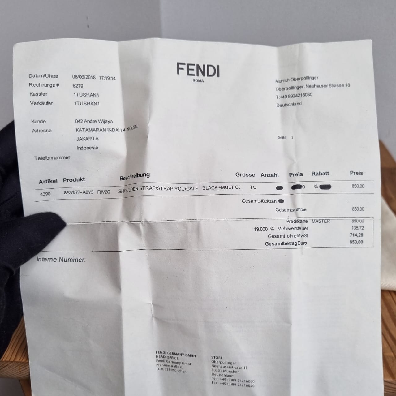Fendi Strap Black Multicolor 2018 P.83cm