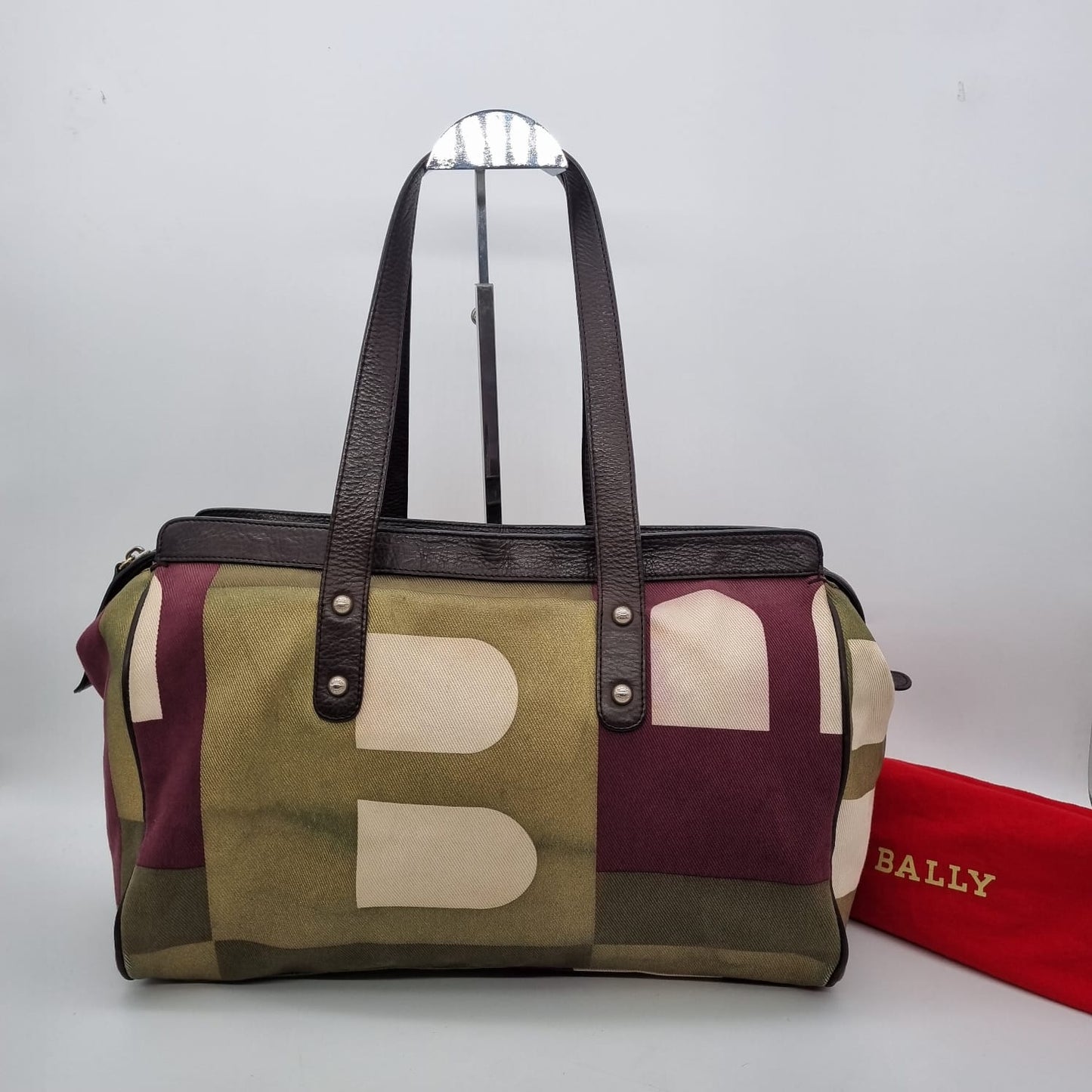 Bally Canvas Shoulder Bag Multicolor Size 35x11x27