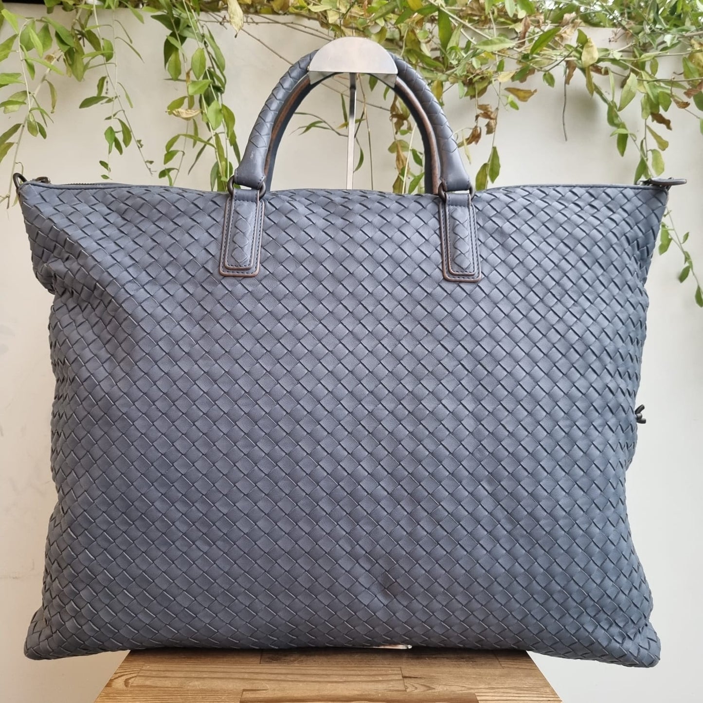 Bottega Veneta Intercciato Convrtible Satchel Grey Size 52x42