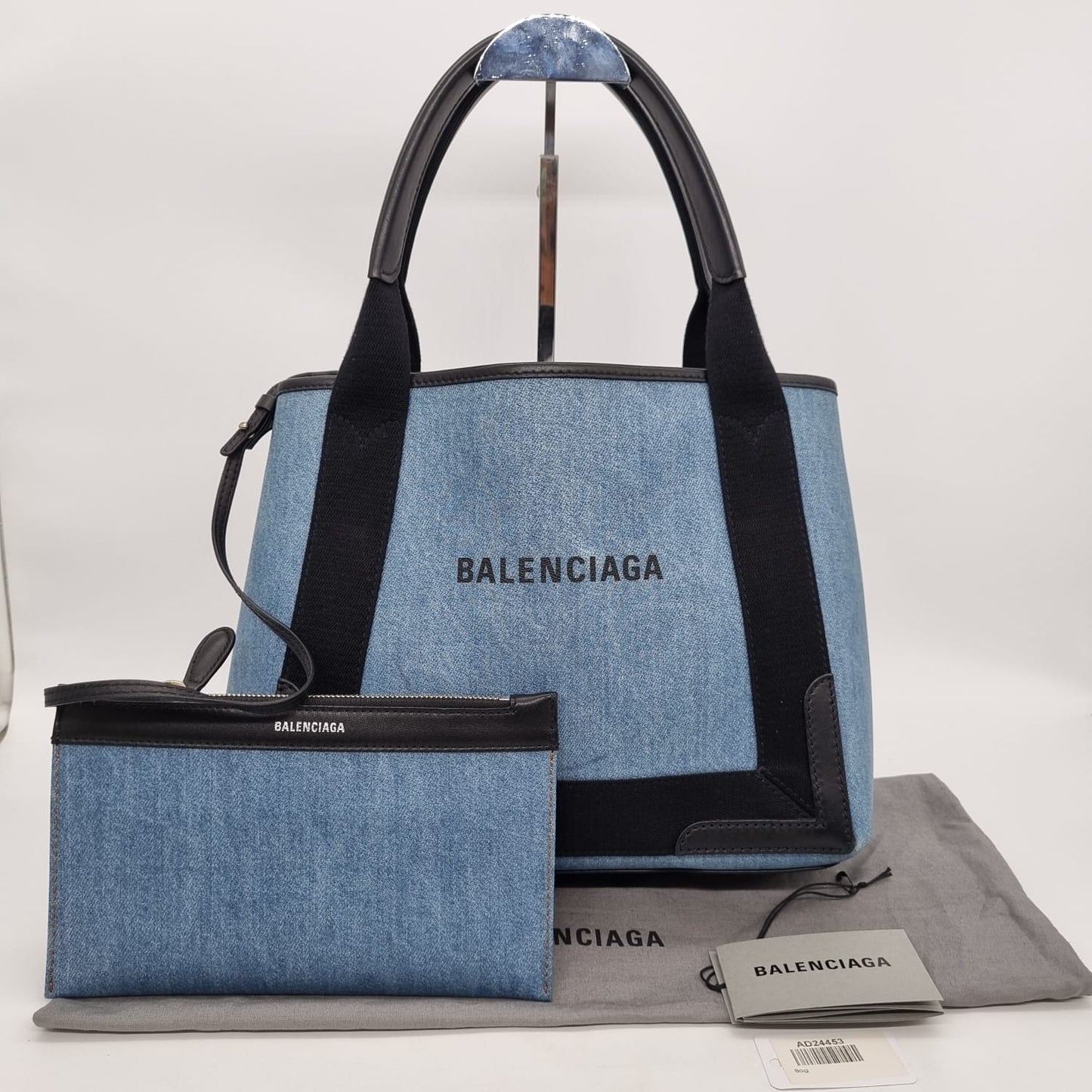 Balenciaga Cabas Navy Canvas Black #W 2019 Size 30x18x24