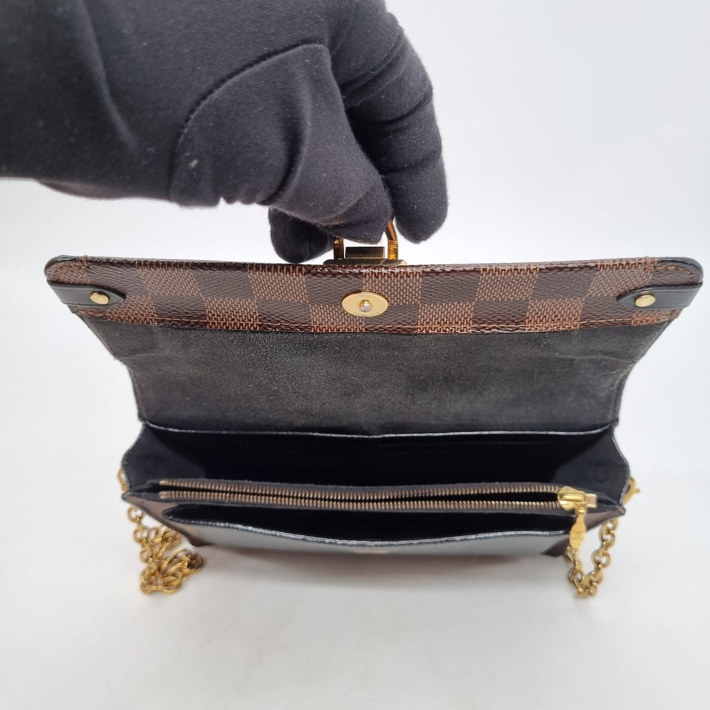 Louis Vuitton Vavin Damier Ebene Chain Wallet 2021 Size 16x4x13