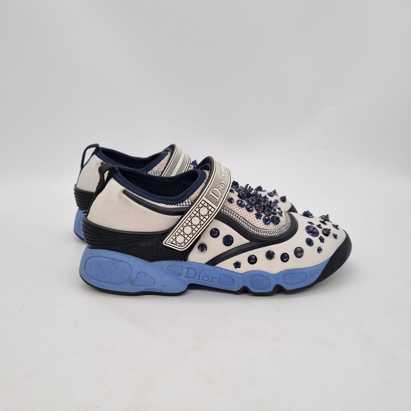 Dior Fusion Sneakers White Blue Sequin Size 37/24