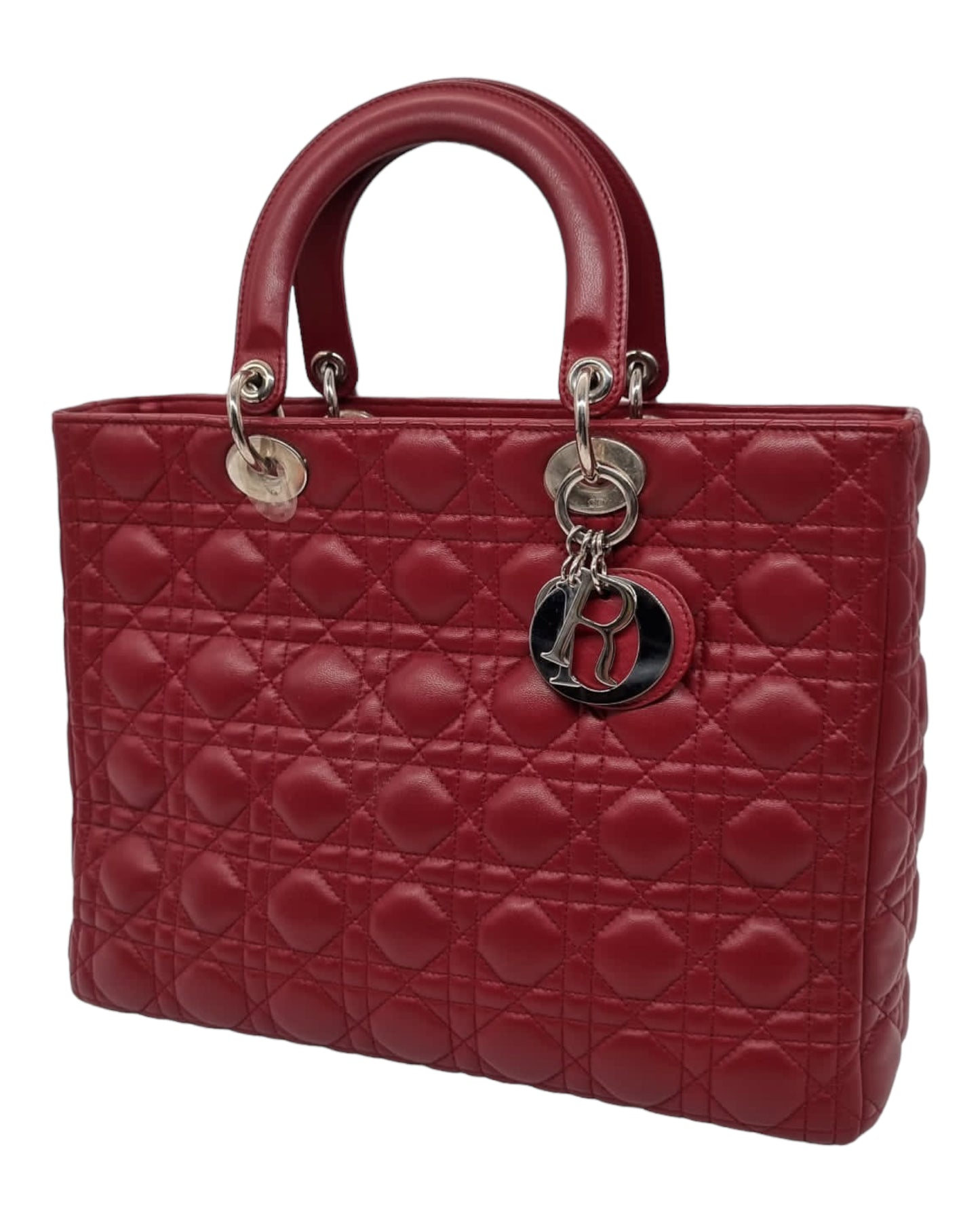 Dior Lady Dior Leather Red 2010 Size 32x11x25