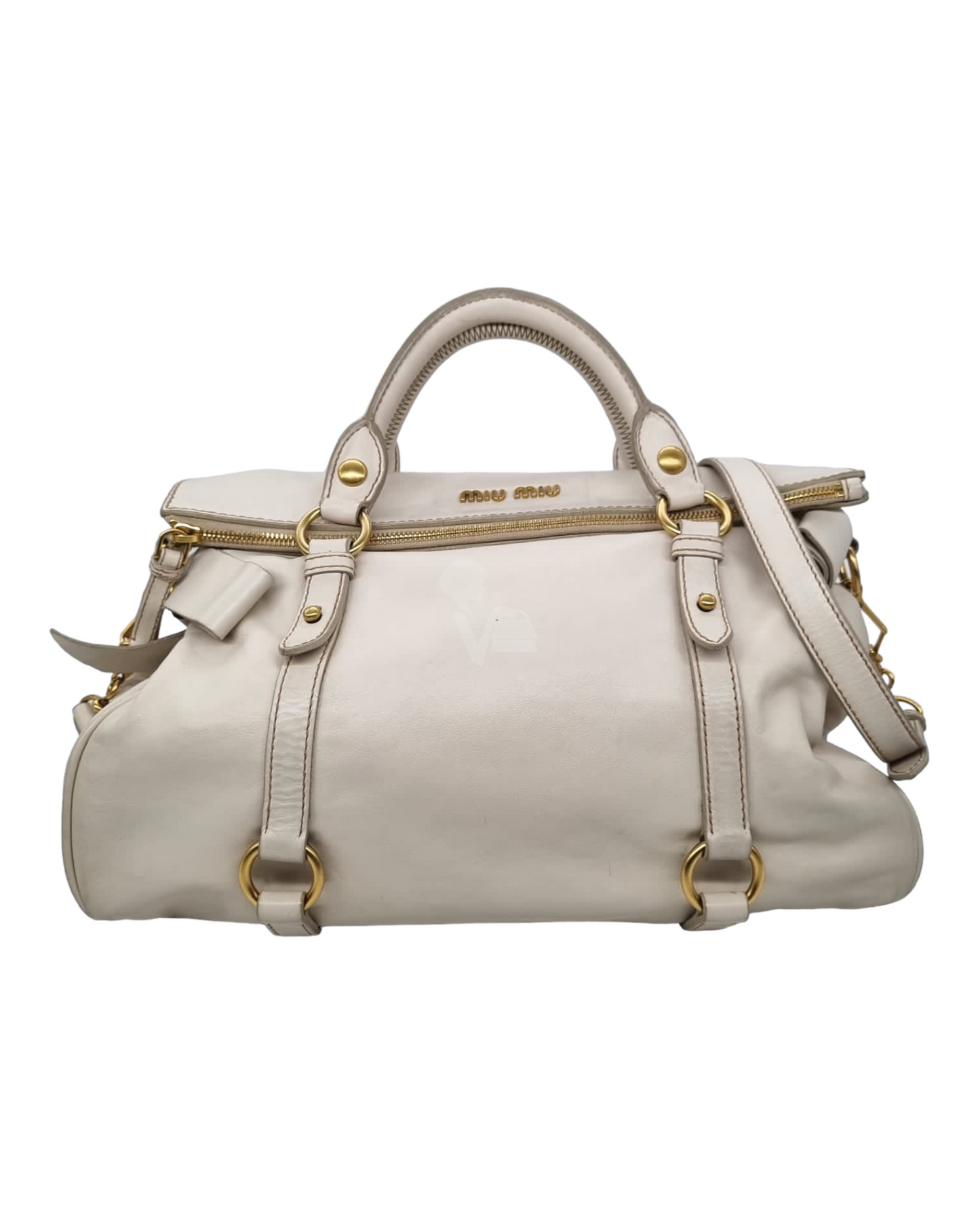 Miu Miu Bow Top Handle Ivory Size 34x17x24