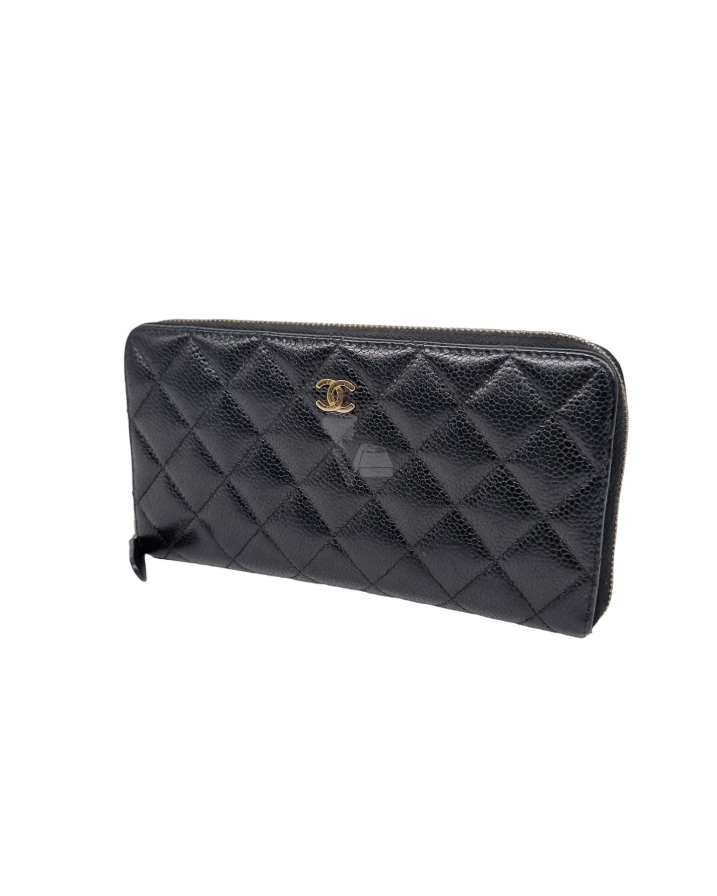 Chanel Classic Zipper Long Wallet Black Caviar #21 size 19x10