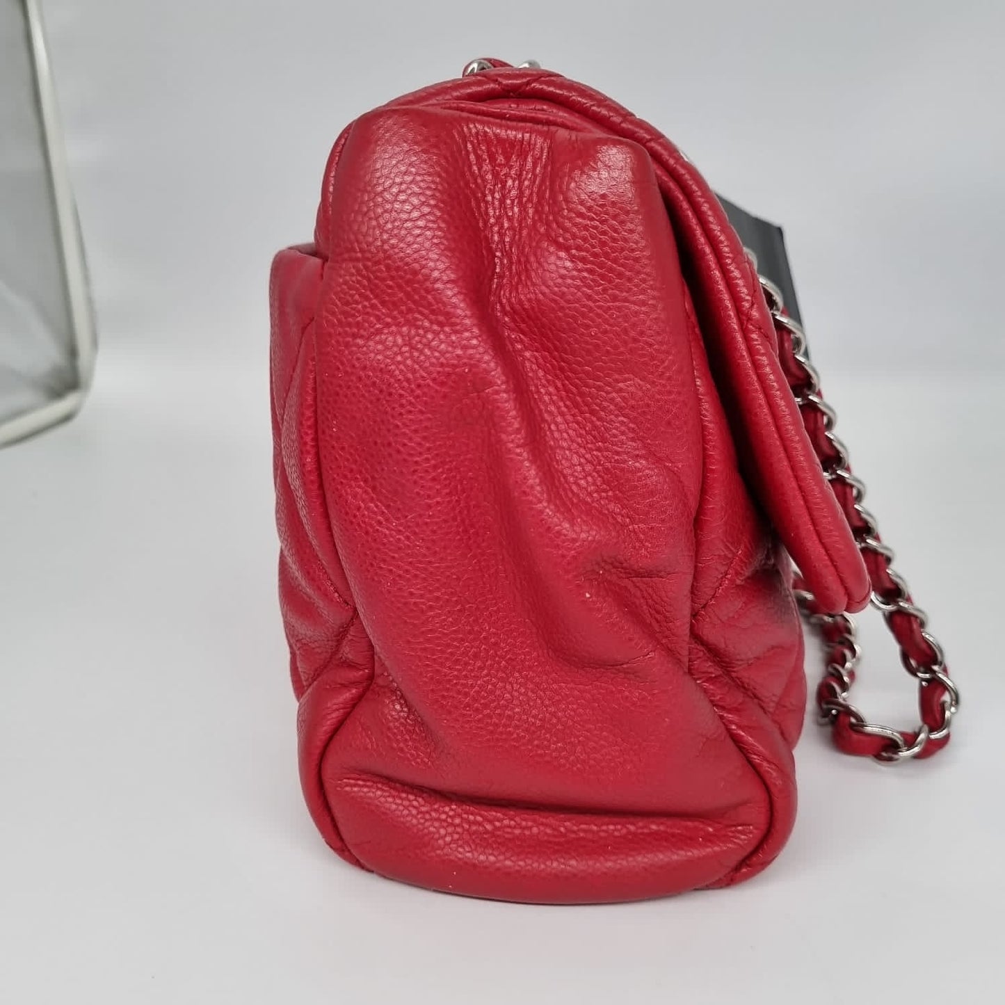 Chanel Glazed Caviar Nature Medium Flap Bag Red Size 38x8x18 #13