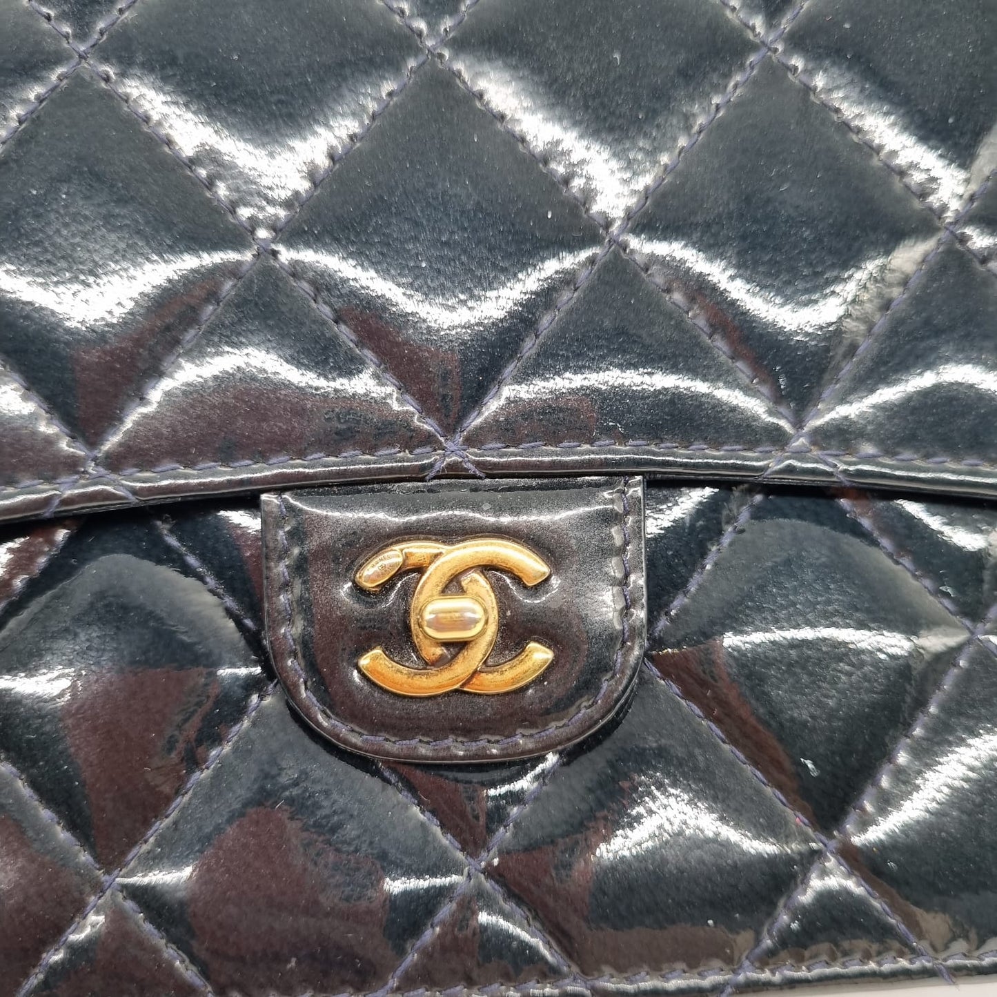 Chanel Boy WOC Eyelet Dark Navy #21 size 19x4x12