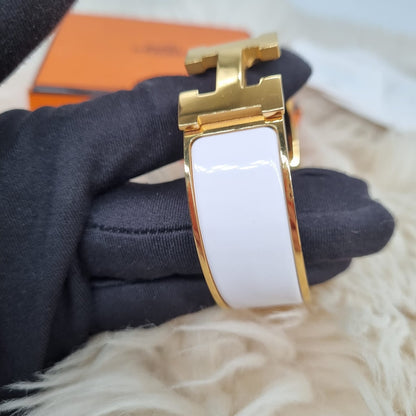 Hermes Clic Clac PM White GHW