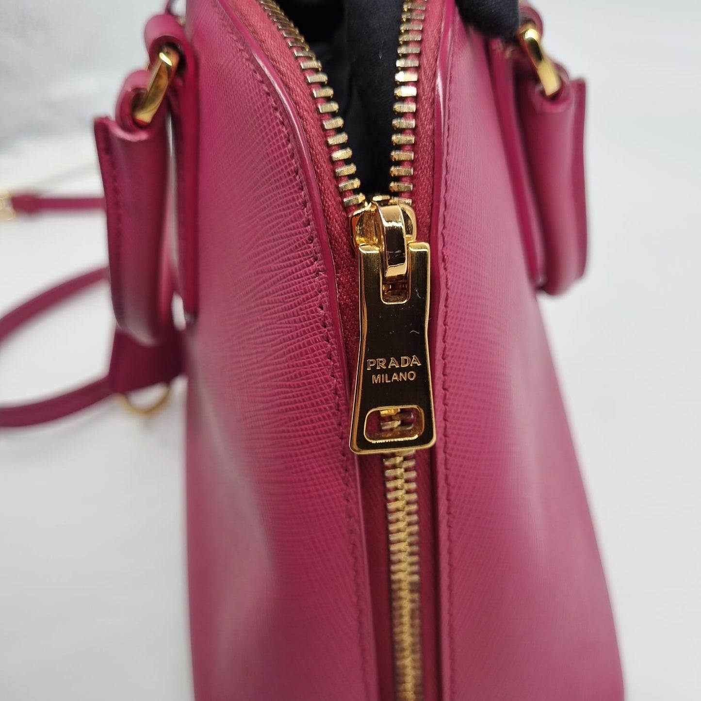 Prada Mini Saffiano Promenade Leather Bag Pink Fuschia Size 25x11x18