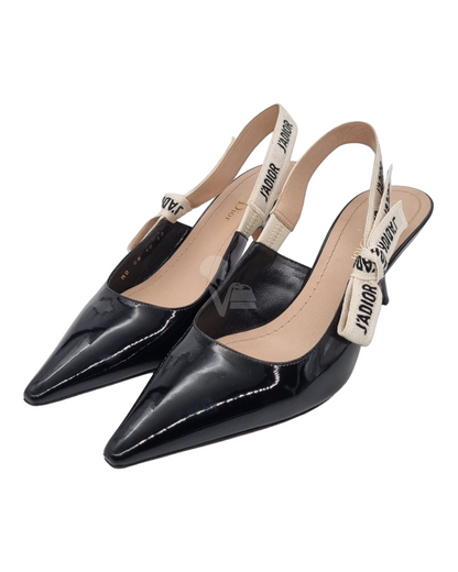 Dior J'Dior Slingback Pumps Patent Black Size 38/26