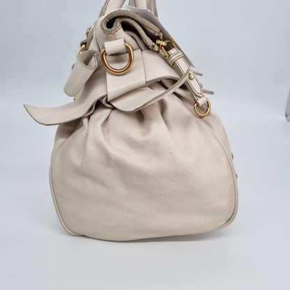 Miu Miu Bow Top Handle Ivory Size 34x17x24