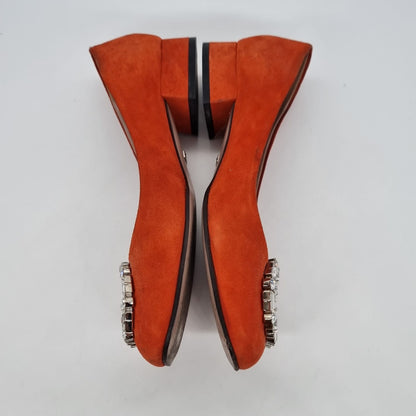 Gucci Kid Scamosciato Oxidation Suede Orange Size 35,5 insole 23