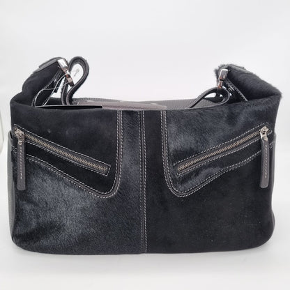 Tod's Milky Shoulder Bag Black Canvas size 33x13x19