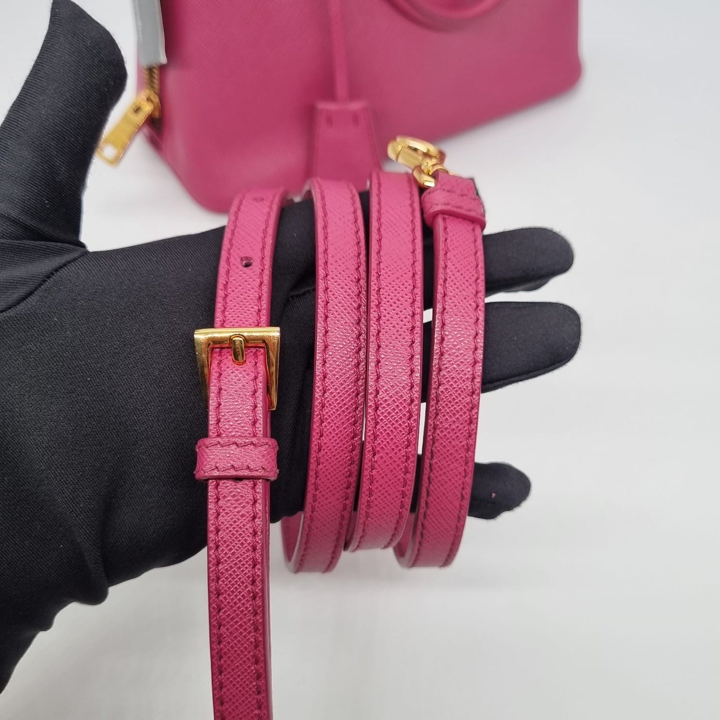 Prada Mini Saffiano Promenade Leather Bag Pink Fuschia Size 25x11x18