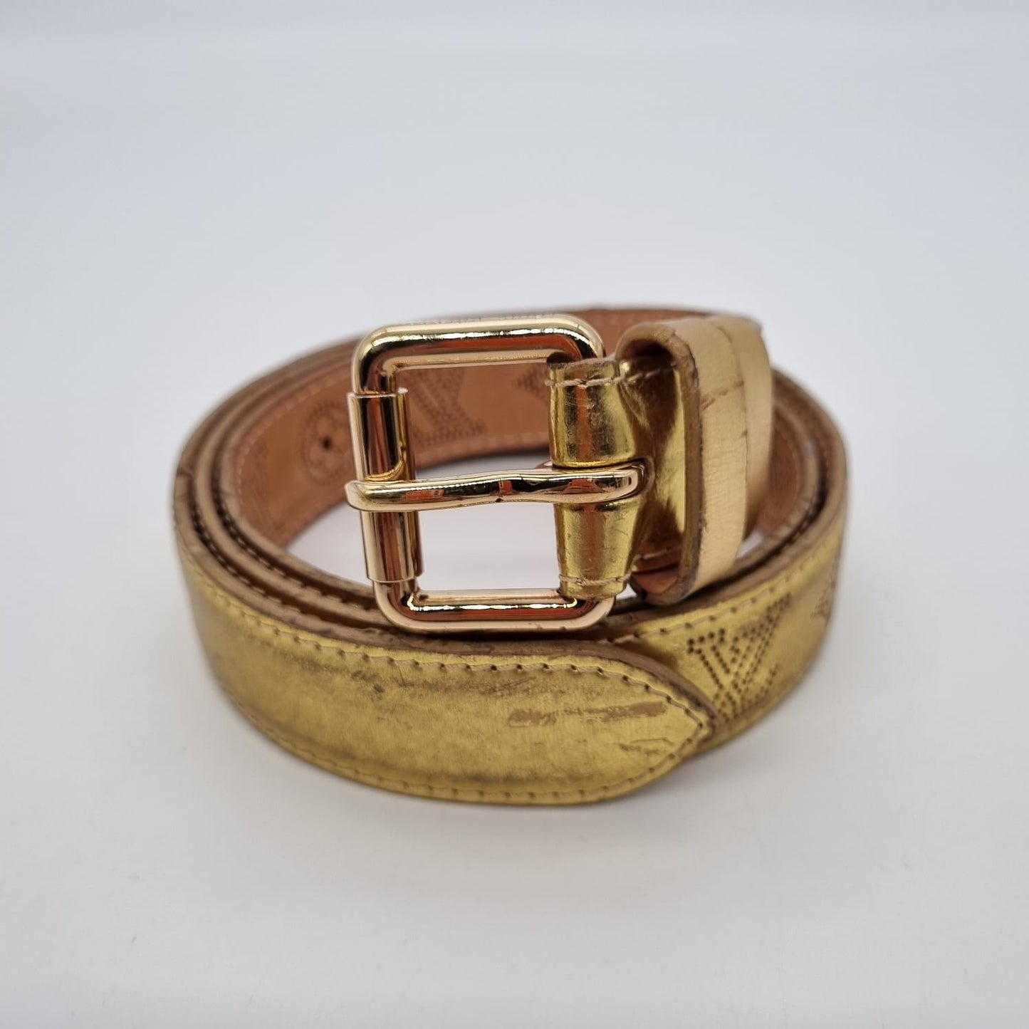 Louis Vuitton Belt Metallic Gold 2007 Size 90 P 97