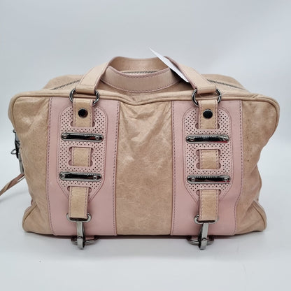 Balenciaga Perforated Hook pink beige speedy bag size 32x14x22