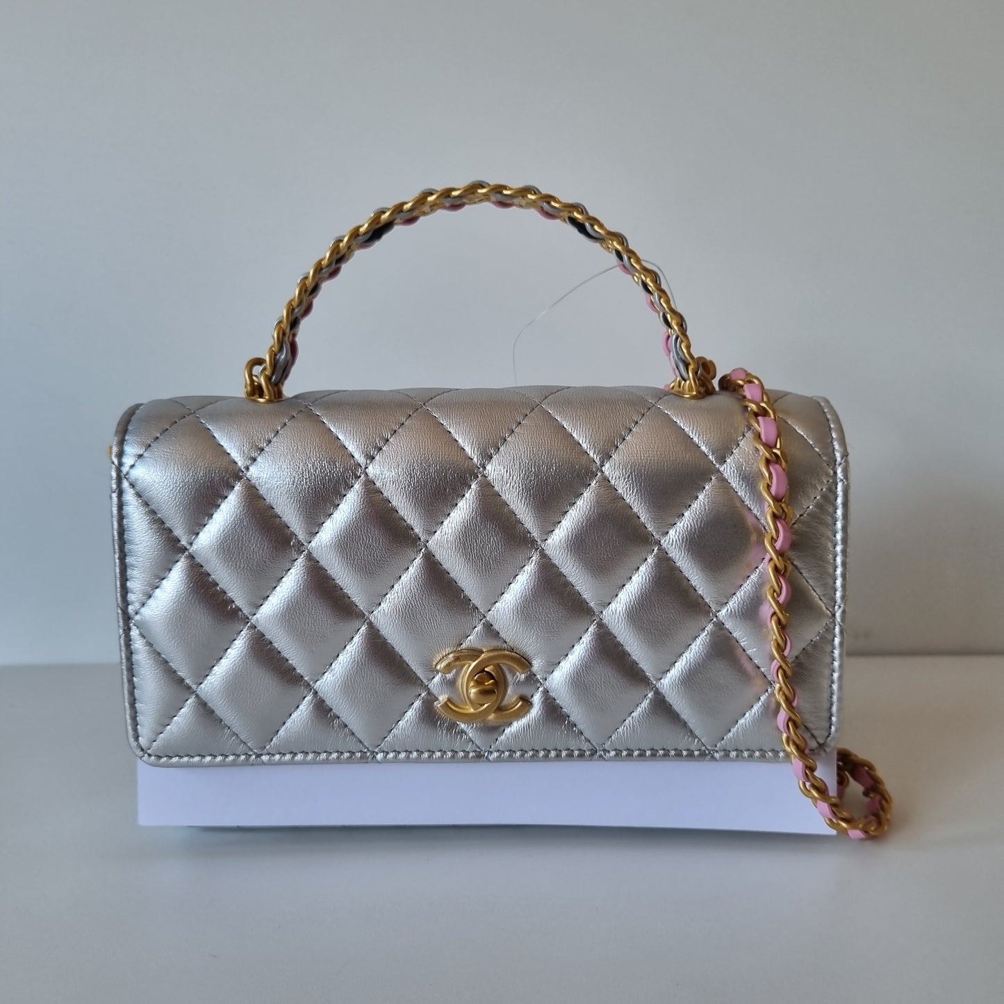 Chanel O-Mini Lambskin Silver CHIP KAEKL 1HE