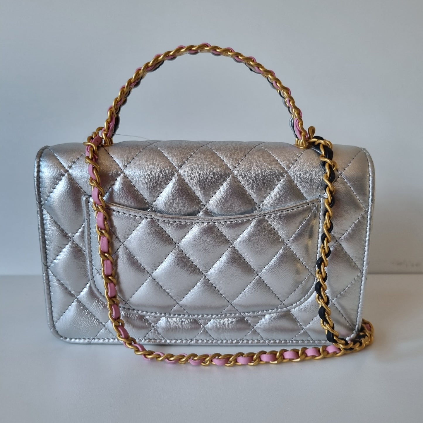 Chanel O-Mini Lambskin Silver CHIP KAEKL 1HE