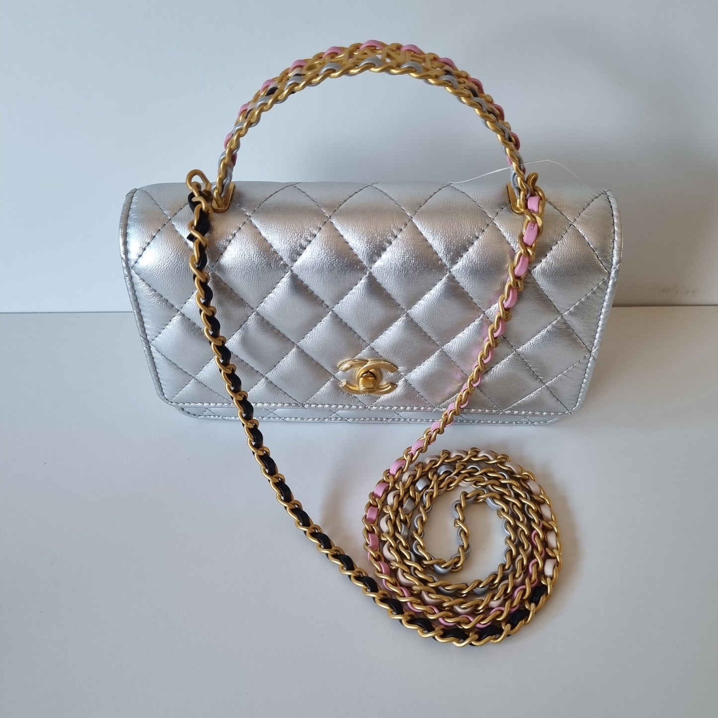 Chanel O-Mini Lambskin Silver CHIP KAEKL 1HE