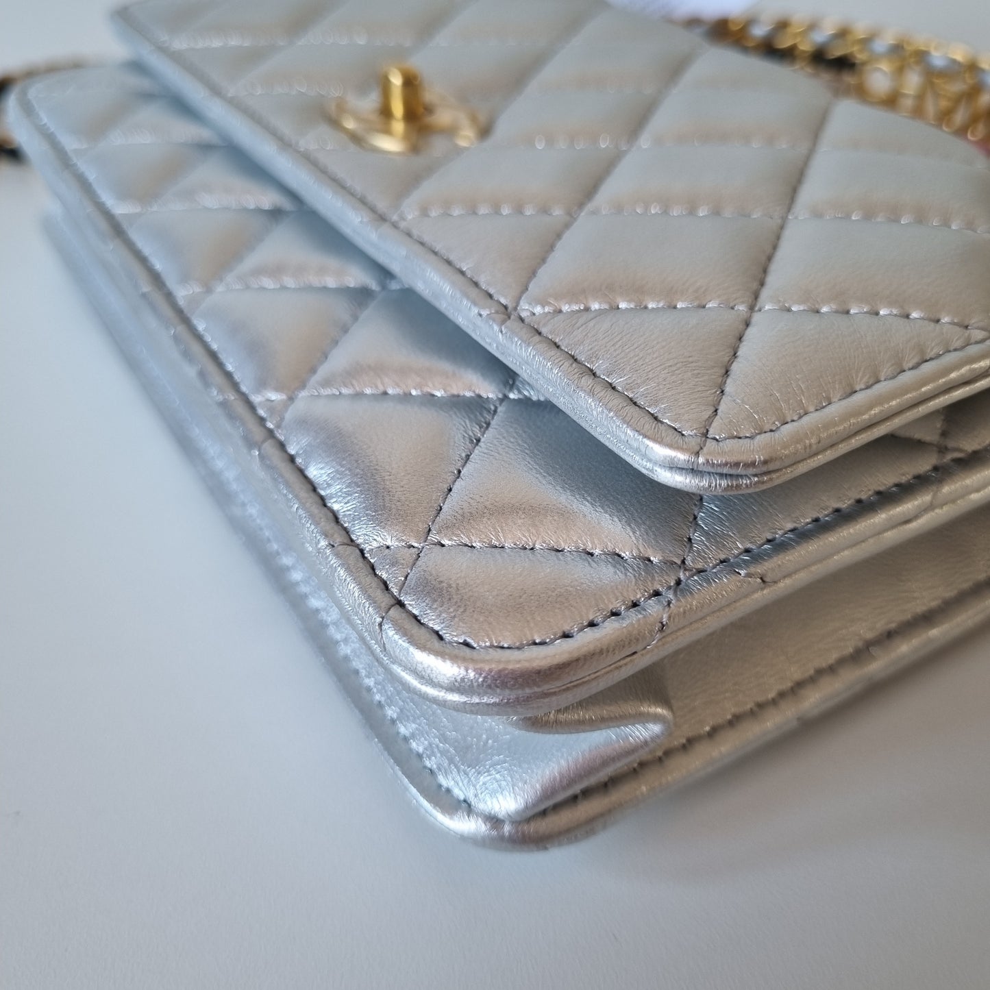 Chanel O-Mini Lambskin Silver CHIP KAEKL 1HE