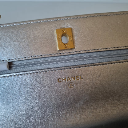 Chanel O-Mini Lambskin Silver CHIP KAEKL 1HE