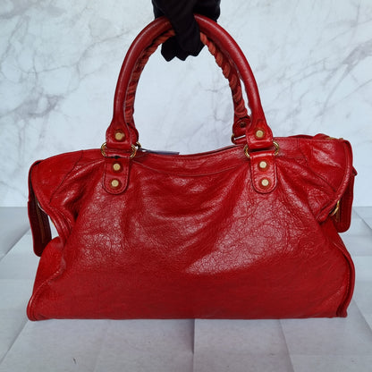 Balenciaga Regular City Red GHW #E 2015 Size 37x9x26