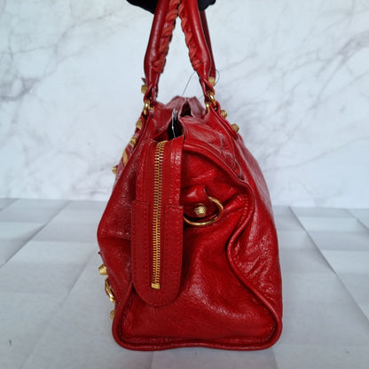 Balenciaga Regular City Red GHW #E 2015 Size 37x9x26