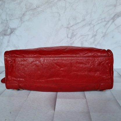 Balenciaga Regular City Red GHW #E 2015 Size 37x9x26