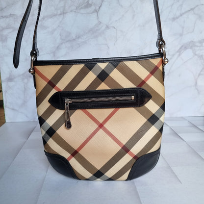 Burberry Nova Check Crossbody Bag Black Beige